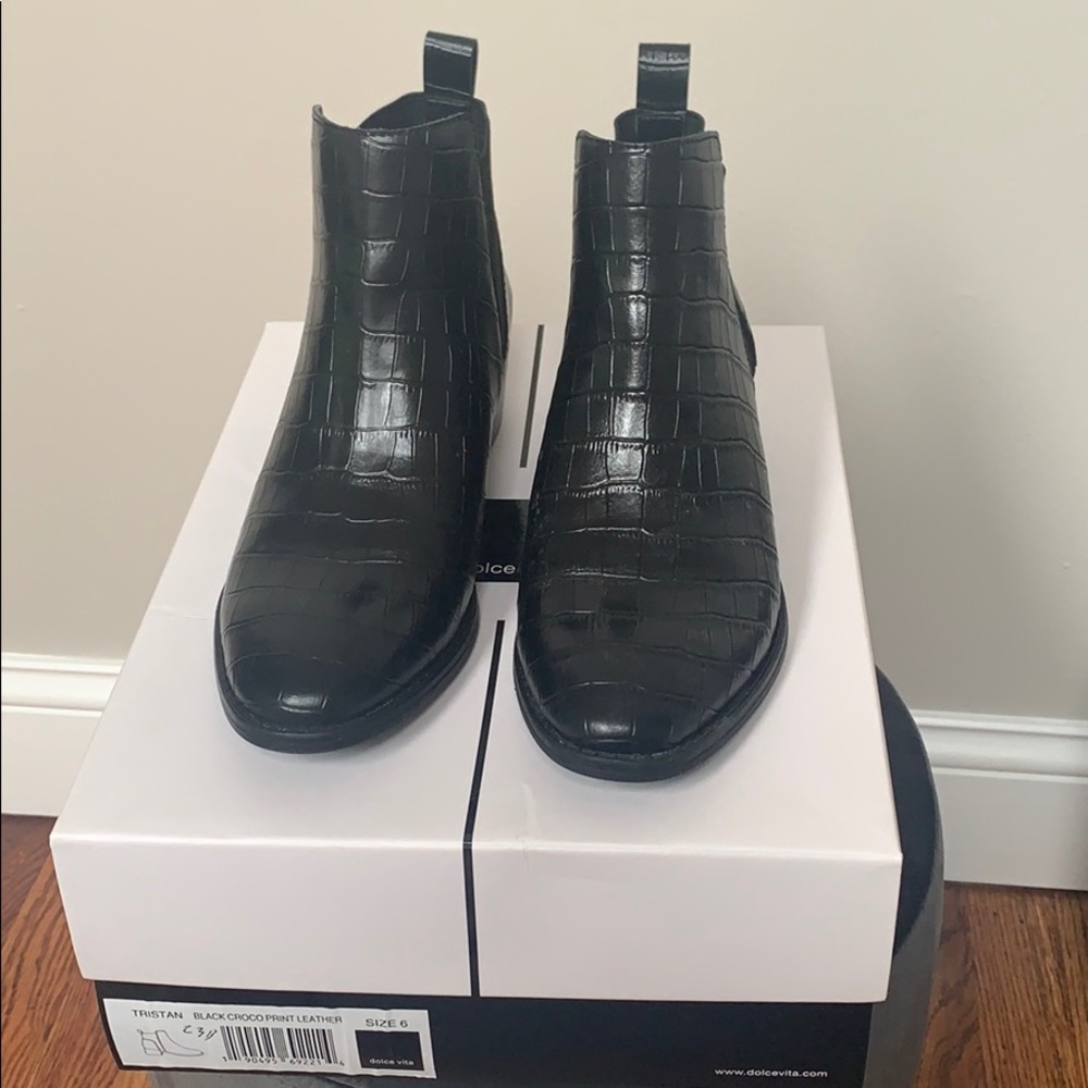 Dolce Vita Croc Black Booties